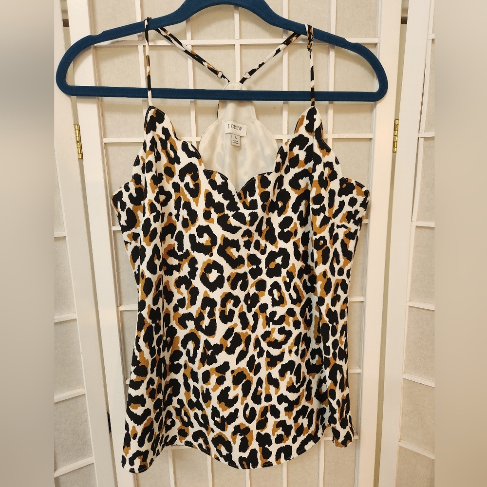 J. Crew Leopard Print Scalloped Camisole Size 6